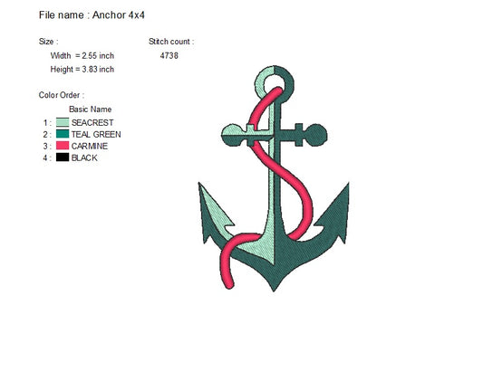Anchor embroidery design, boat anchor embroidery designs, anchors machine embroidery design, pirate embroidery design, navy embroidery, instant download.