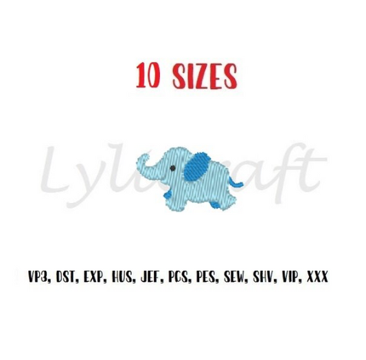 Mini elephant embroidery design, small elephant machine embroidery designs, baby elephant embroidery design, animal embroidery design, instant download