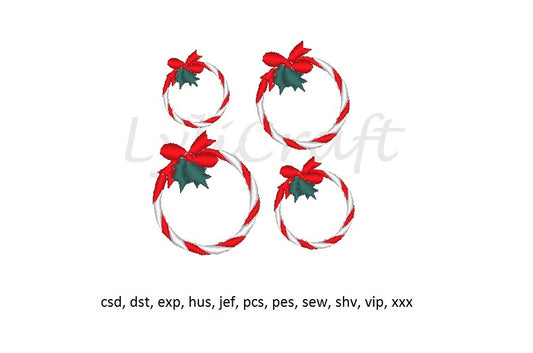 Mini Christmas Wreath Embroidery Design, Small Christmas Wreath Machine Embroidery Designs, Christmas Candy Embroidery, Holiday Embroidery, Instant Download