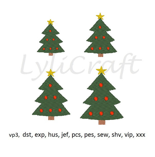 Mini Christmas Tree Embroidery Design, Small Christmas Tree Machine Embroidery Designs, Christmas Embroidery, Holiday Embroidery Design