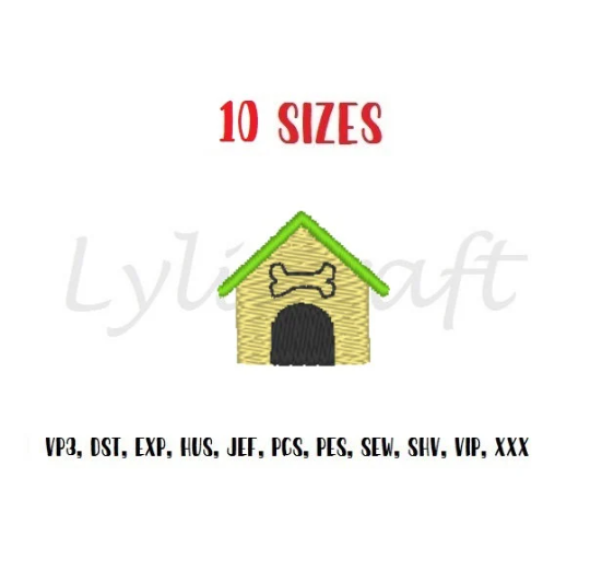 Dog house embroidery design