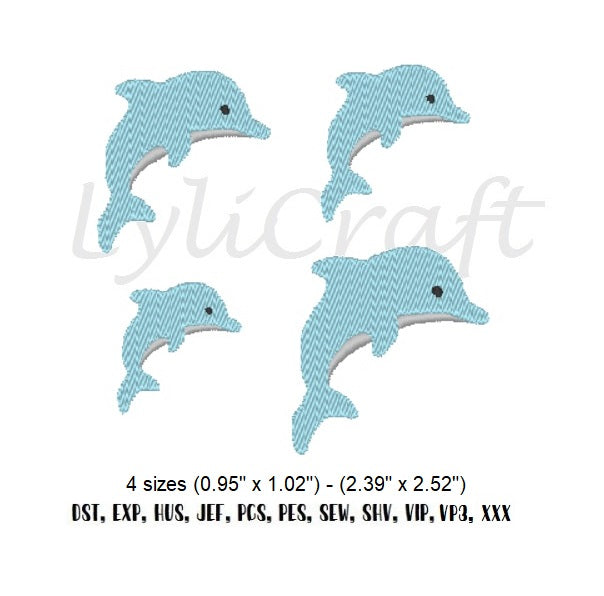 Mini dolphin embroidery design, small dolphin machine embroidery designs, bottlenose dolphin embroidery, fish embroidery, summer embroidery, instant download