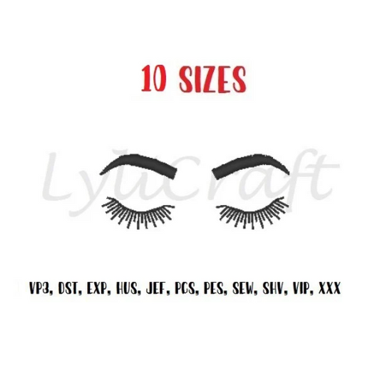 Eye Lashes Embroidery Design