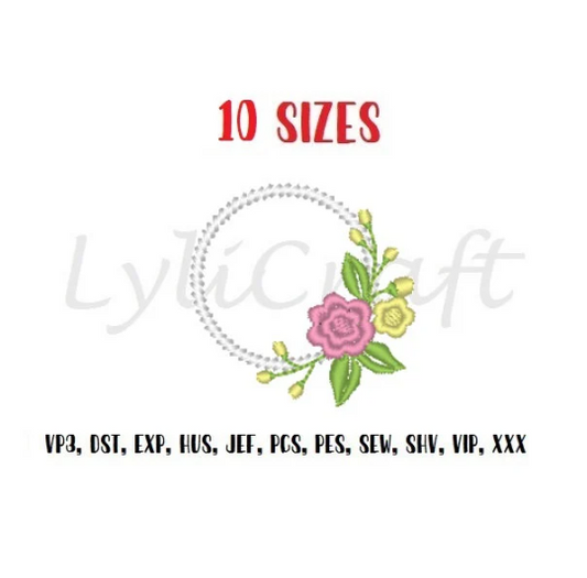 Mini Wreath Embroidery Design, Small Wreath Machine Embroidery Designs, Flower Embroidery, Floral Embroidery, Baby Embroidery Designs, Instant Download