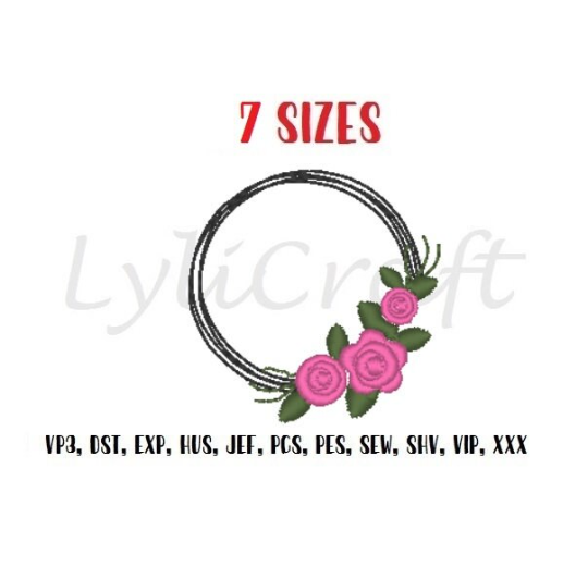 Mini Rose Wreath Embroidery Design, Small Rose Wreath Machine Embroidery Design, Rose Flower Embroidery, Floral Embroidery, Baby Embroidery