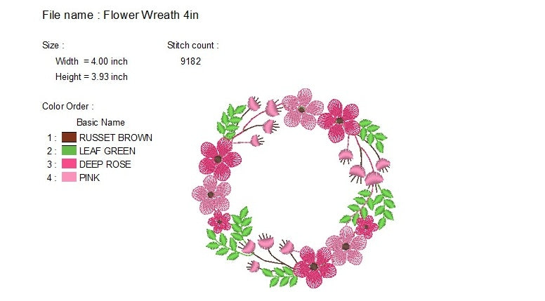 Flower Wreath Embroidery Design, Wreath Embroidery Design, Embroidery Design Flower, Machine Embroidery Floral Wreaths, Flower Frame, Instant Download