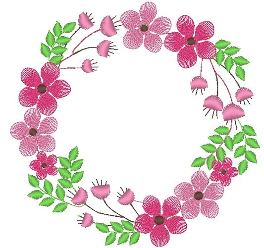 Flower Wreath Embroidery Design, Wreath Embroidery Design, Embroidery Design Flower, Machine Embroidery Floral Wreaths, Flower Frame, Instant Download