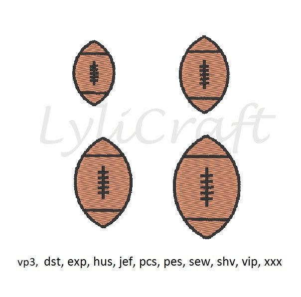 Mini Football embroidery design, small football machine embroidery design, sport embroidery, American football embroidery design, Rugby Ball