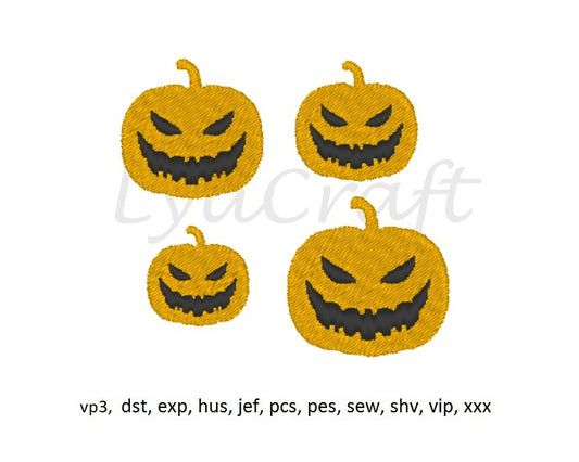 Mini Pumpkin Embroidery Design, small pumpkin machine embroidery designs, Halloween embroidery, Jack O Lantern, Fall Autumn Embroidery, instant download.