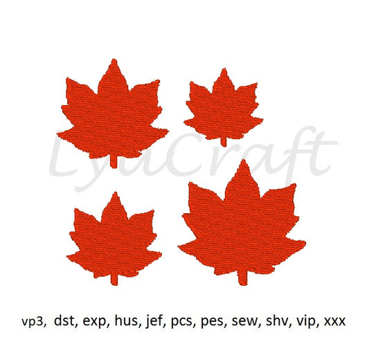 Mini maple leaf embroidery design, small maple leaf machine embroidery designs, fall embroidery, autumn embroidery, Canada leaf embroidery