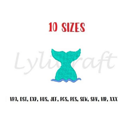 Mini Mermaid Tail Embroidery Design, Small Mermaid Tail Design, Machine Embroidery Design, Ocean Embroidery, Sea Embroidery, Summer Designs, Instant Download