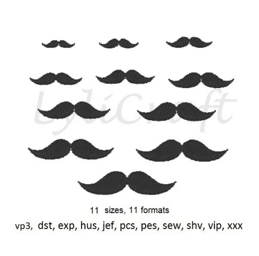 Mini Moustache Embroidery Design, Small Moustache Machine Embroidery Designs, Mustache Embroidery, Face Mask Embroidery, Fathers Day Design