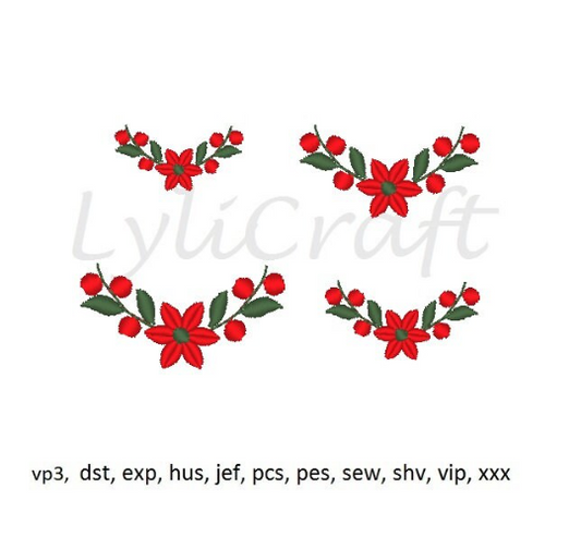 Poinsettia embroidery design