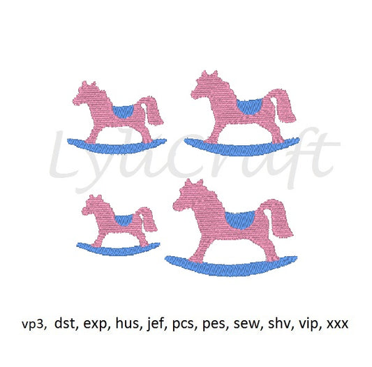 Mini Rocking horse toy embroidery design, mini horse machine embroidery designs, horses embroidery design, small horses embroidery design, equine design