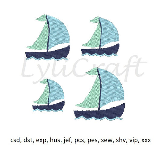 Mini Sailboat Embroidery Design, Small Sailboat Machine Embroidery Design, Summer Embroidery, Sailing Embroidery, Baby Embroidery Design, Instant Download