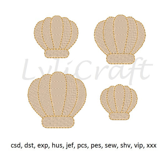 Mini Shell embroidery design, clamshells machine embroidery design, mini shell embroidery designs, beach embroidery design, summer designs, instant download