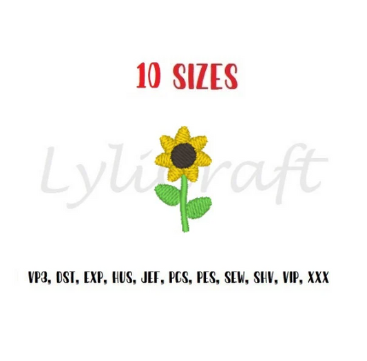 Mini Sunflower Embroidery Design, Small Sunflowers Machine Embroidery Design, Plant Embroidery Design, Floral Embroidery, Flower Embroidery
