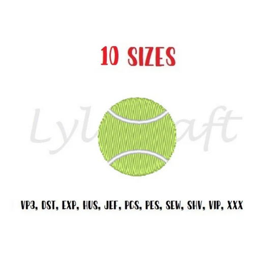 Mini tennis ball embroidery design, small tennis ball machine embroidery designs, ball embroidery, sport embroidery, summer embroidery