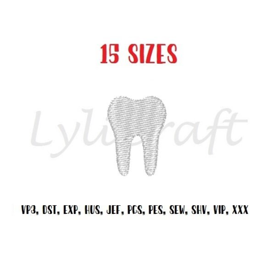 Tooth Embroidery Design