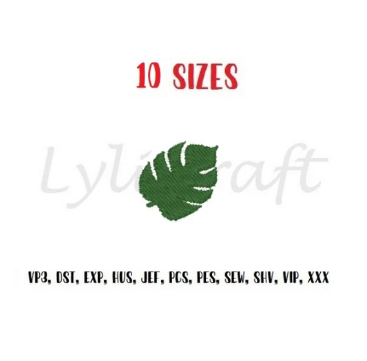 Mini leaf embroidery design, small leaf machine embroidery designs, summer embroidery, tropical embroidery, philodendrons embroidery, Instant Download