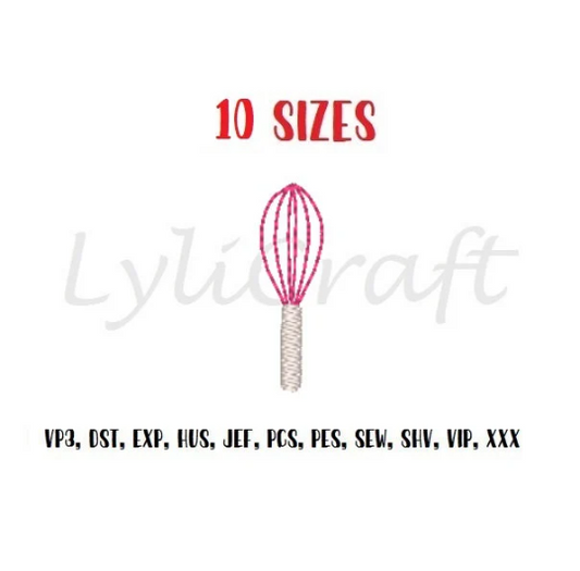Mini Whisk Embroidery Design, Small Whisk Machine Embroidery Designs, Baking Embroidery, Kitchen Embroidery, Christmas Embroidery Design