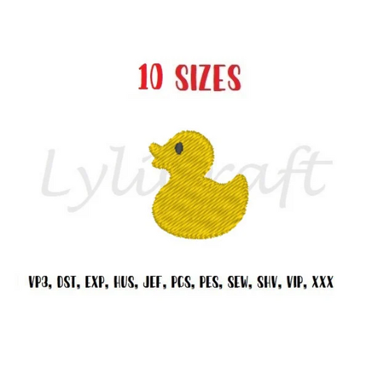 Mini Rubber Duck Embroidery Design, Small Rubber Duck Machine Embroidery Designs, Yellow Duckie Baby Embroidery, Bath Toy Embroidery Design, Instant Download