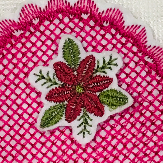 Mini Poinsettia Embroidery Design, Small Poinsettia Machine Embroidery Designs, Christmas Embroidery, Flower Embroidery, Holiday Embroidery